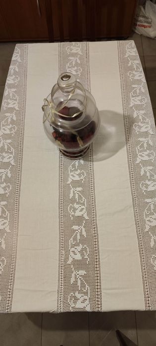 Toalha de linho e renda 205x170