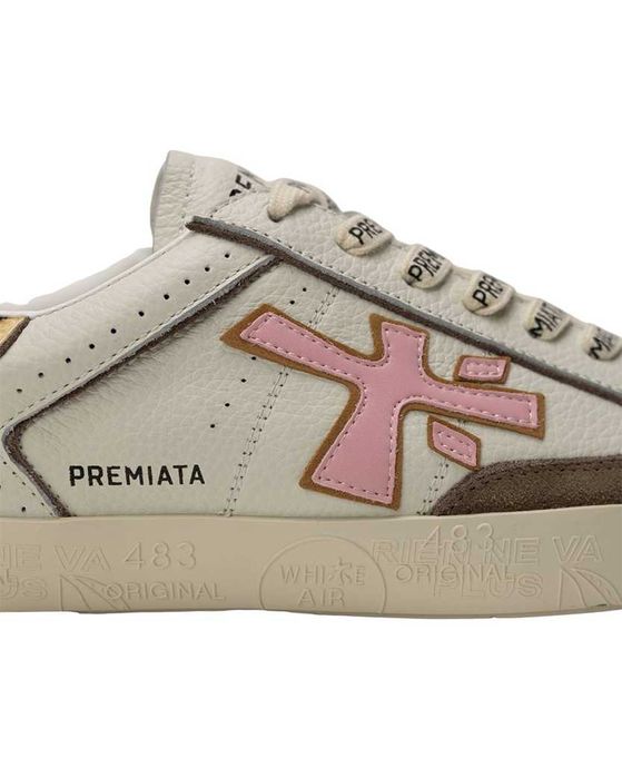 Кросівки Premiata Stevend Sneakers White/Brown with Pink Logo