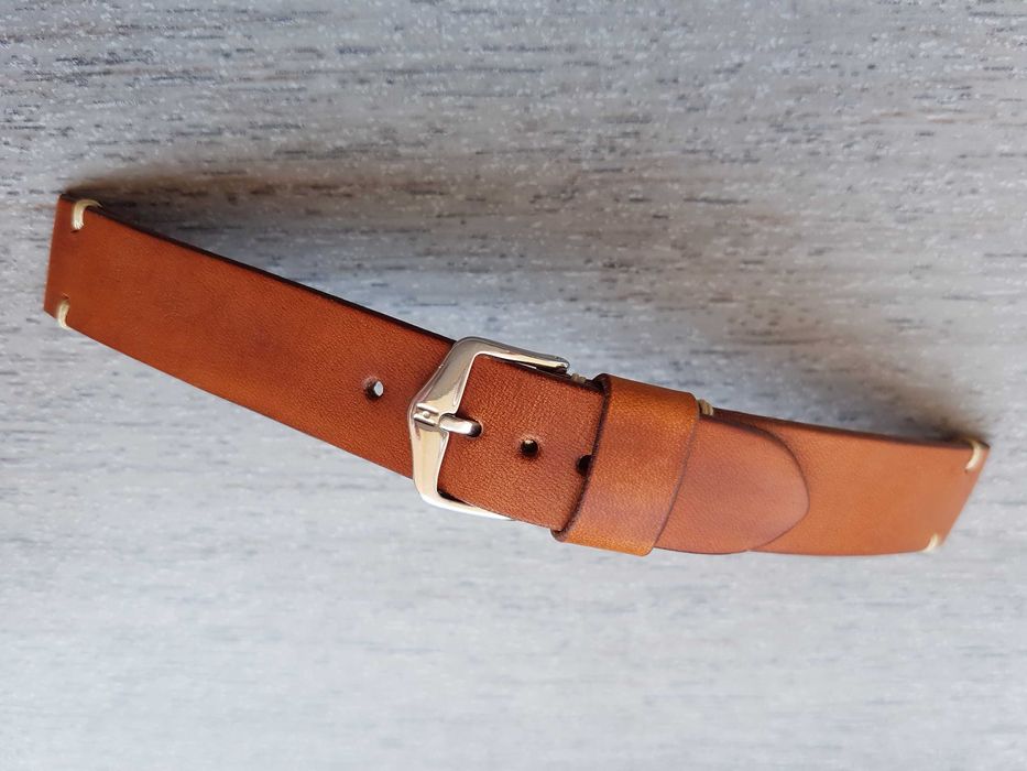 Jasnobrązowy pasek zegarka 18 mm skóra