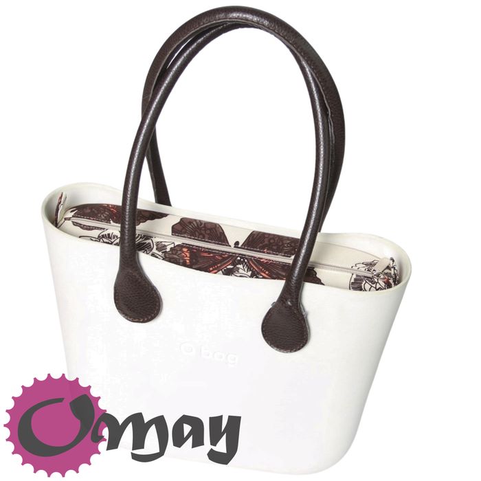 Beżowy organizer do OBAG MINI motyle brązowe 2 kieszenie wkład OMAY