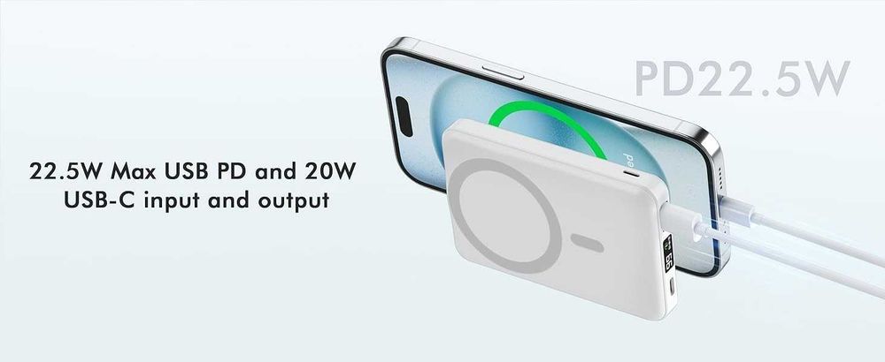 PODORU składany powerbankompatybilny Z MAGSAFE BIAŁY 10000 MAH