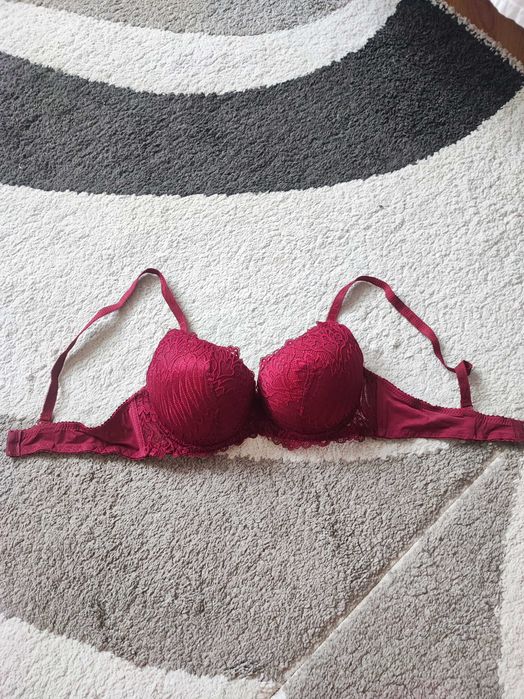 Bordowy biustonosz push up 85C
