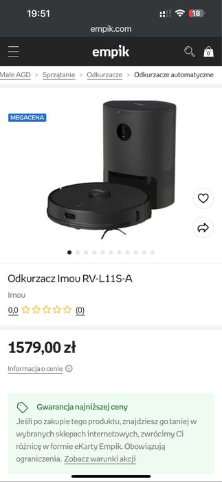 Nowy Robot sprzatajacy ze stacją ssącą i mopowaniem Imou RV-L11S-A