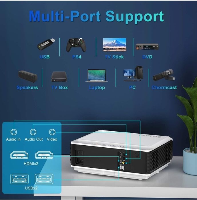Проектор led  TOPTRO TR82 WiFi 5.0  Bluetooth  Full HD 1080P Підтримка