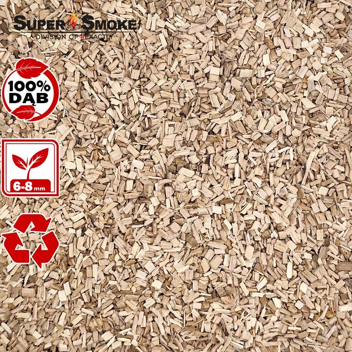 Zrębki Wędzarnicze Super Smoke DĄB KL-08 (6-8mm) Medium 65 Litrów