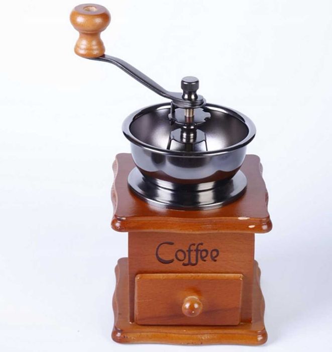 MŁYNEK DO MIELENIA KAWY pieprzu drewniany ręczny tradycyjny retro