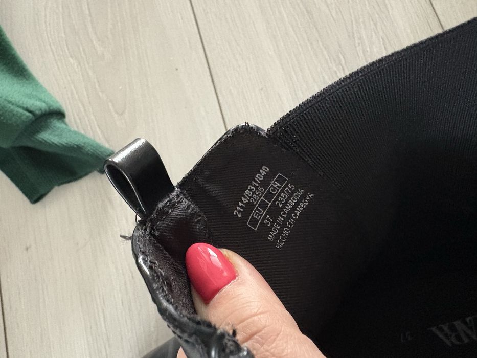 Botki zara 37 czarne z cwiekami