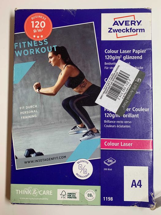 Avery Instant Dry Błyszczący papier do drukarek laserowych 120g 200szt