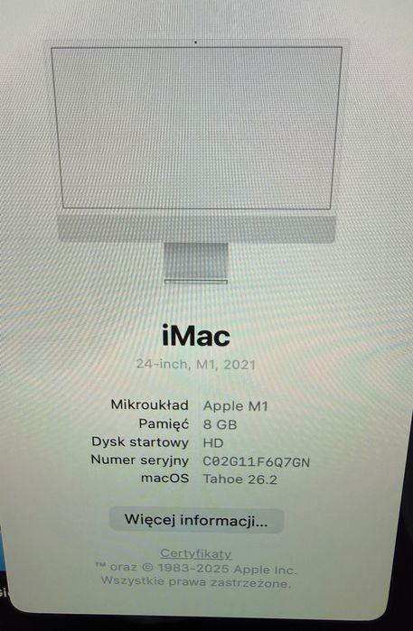 Imac M1 8GB RAM / 256 SSD