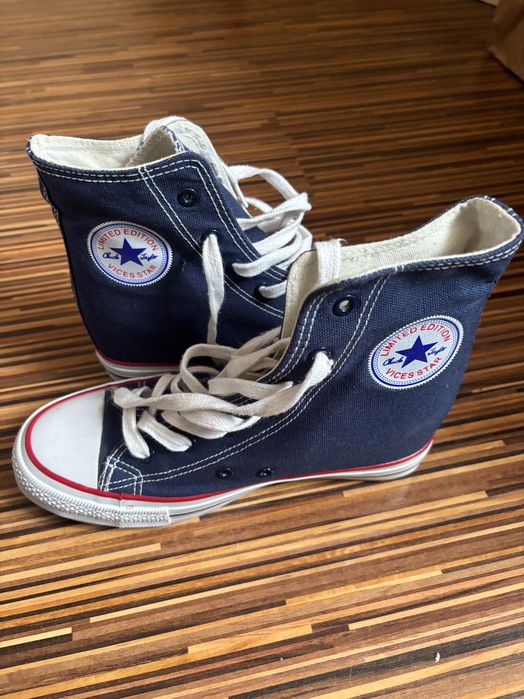 BIG STAR trampki na koturnie  EE274610 - Granatowy