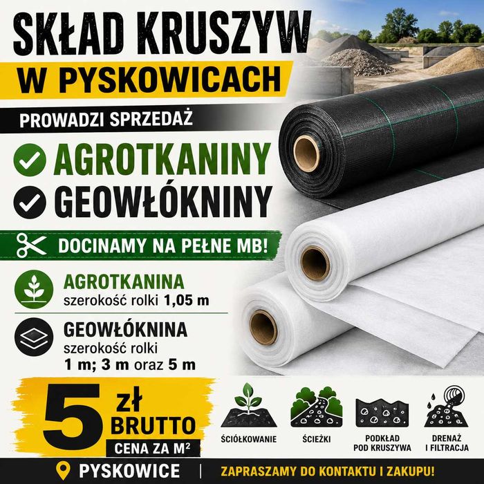 Geowłóknina: TS20 1mx100mb; TS20 2x100mb; TS20 3x100mb; TS20 5x100mb