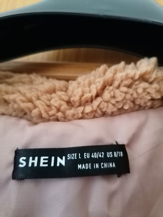 Casaco comprido pelúcia bege NOVO tamanho L