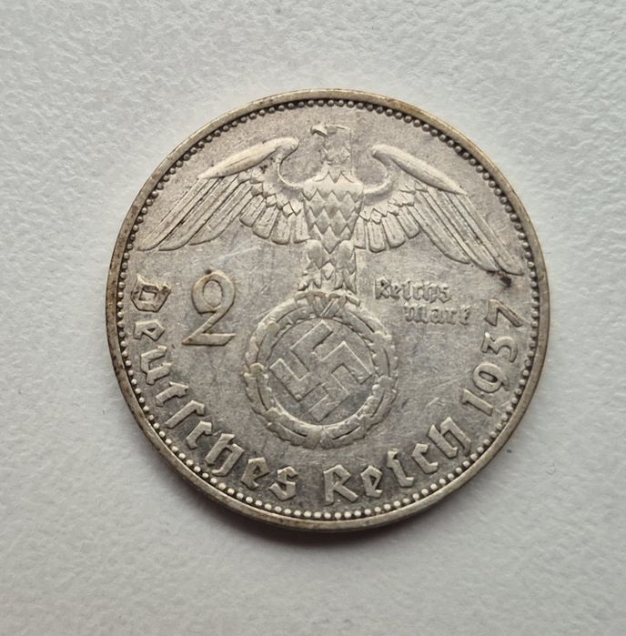 2 марки 1937 р. Німеччина 3 рейх Гінденбург срібло