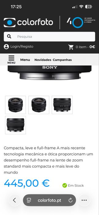 Câmara SONY a7 V  ILCE-7m5 + OBJETIVA