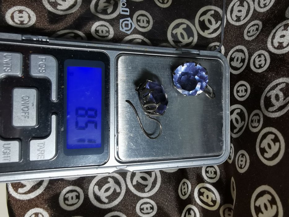 Серебряные серьги с александритом 875 проба