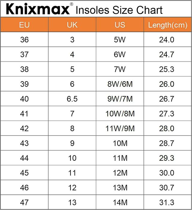 Knixmax Wkładki do butów z pianki memory xtreme comfort r. 43