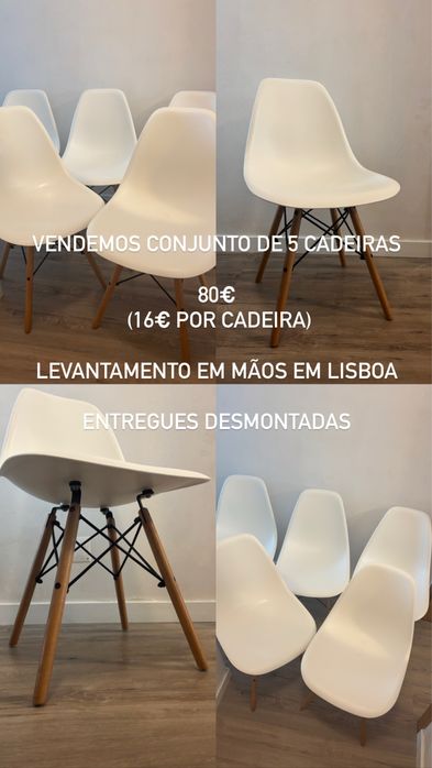 Conjunto de 5 cadeiras de Jantar Eiffel estilo nórdico