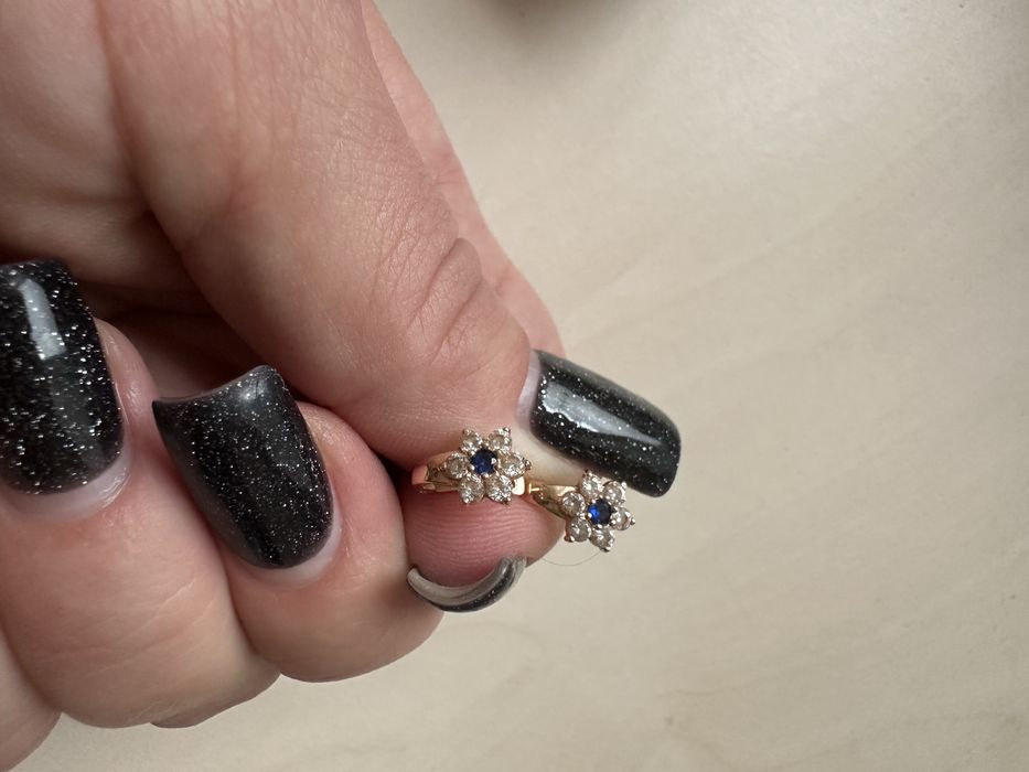 Серьги золото с фианитами детские