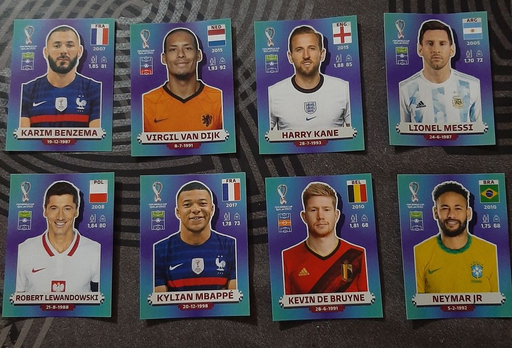 Qatar 2022 - cromos Messi, Neymar, Mbappe, Ronaldo, etc