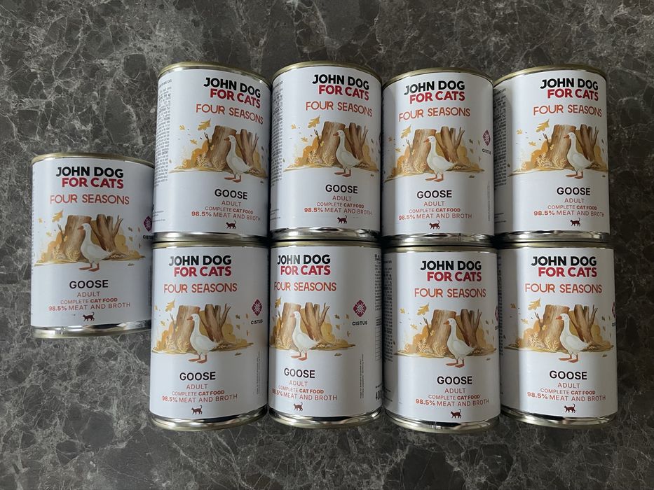 9 puszek karmy John Dog for Cats - gęś