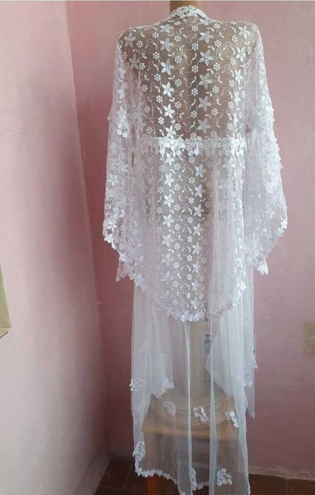 Весільна , мереживна накидка кімоно