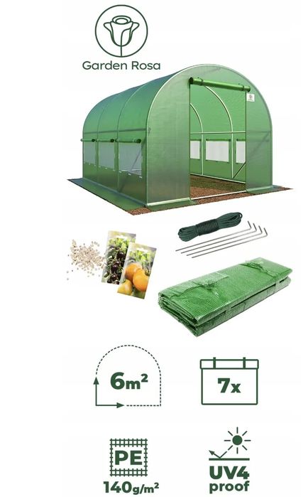 Знижка Теплиця парник 6 м² (3×2×2 м) оцинкована з UV-захистом для овоч