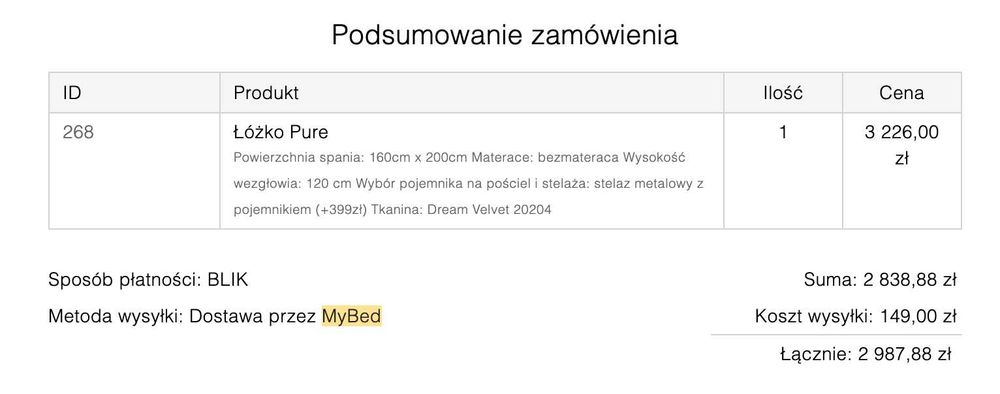 Łóżko z pojemnikiem Mybed Pure