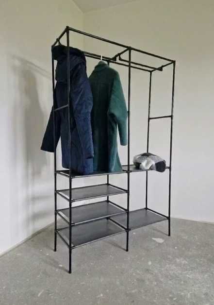 organizer na ubrania Wieszak szafa stojący z półkami metalowy regał