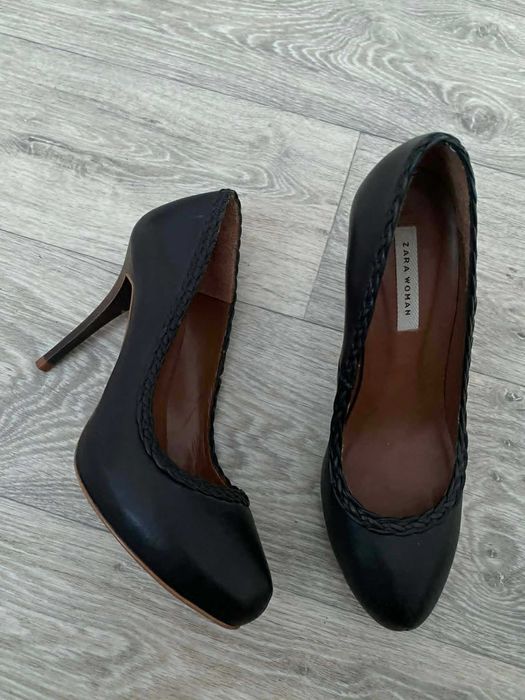 Туфли Zara woman кожаные р.38/39 ст.25/25,5см шпилька платформа