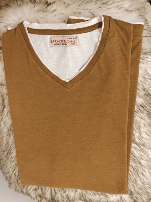 T´Shirt c/ duplo tecido saliente a branco Springfield - Tam XL 5 -Nova