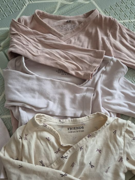 4 szt body kopertowe z długim rękawem 74 h&m