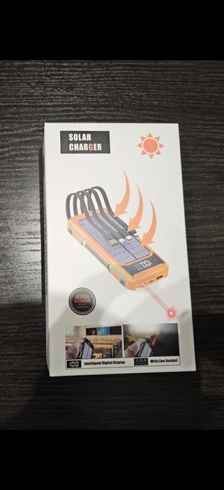 Powerbank Solarny 20000mAh USB C, USB A, Iphone, Micro USB