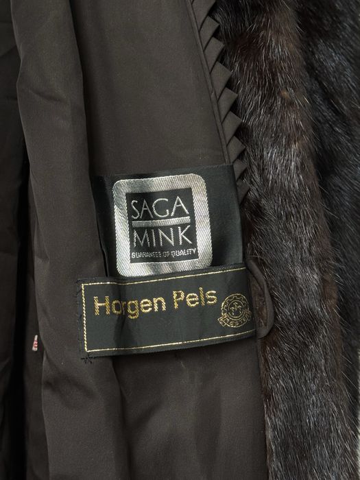 Płaszcz futro Saga Mink norki brązowe L