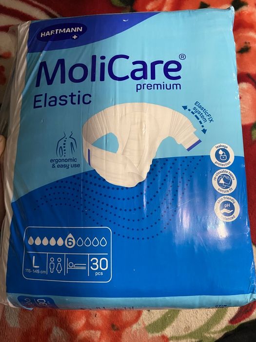 Підгузки для дорослих MoliCare Premium Elastic L (115-145 см), 6 крапель, 30 шт, від Hartmann