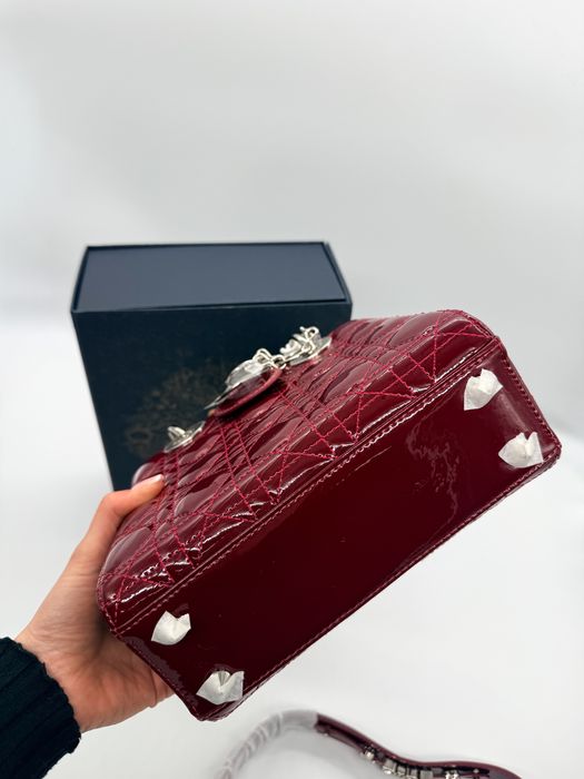 Сумка Dior Lady Bordo Patent Cannage Silver Hardware
