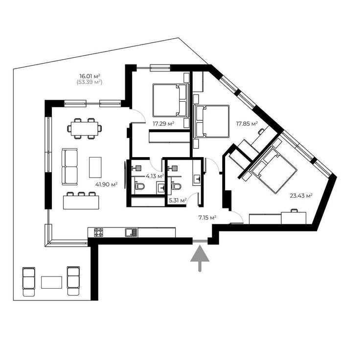 3-кімнатна квартира у ЖК GRAND HILLS, Ужгород - GH 2.31
