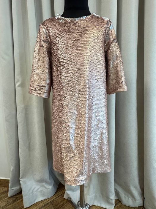 Продам детское платье с пайетками розовое золото и серебро