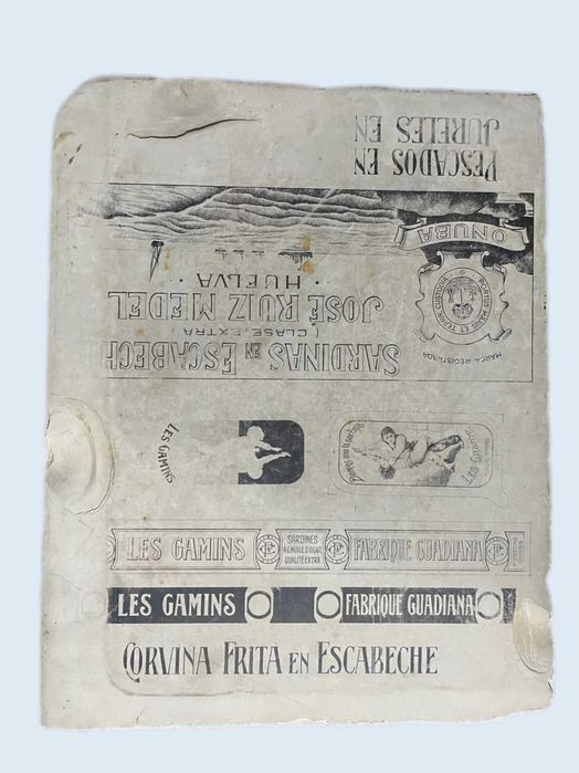 Pedra de Impressão Litografia 2 faces c/ rótulos de latas de conservas