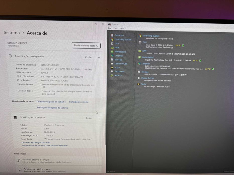 Pc Gaming i7-8700 Turbo 4,60GHz /16Gb Ram/Nvidia 1060 6Gb/COMPLETO