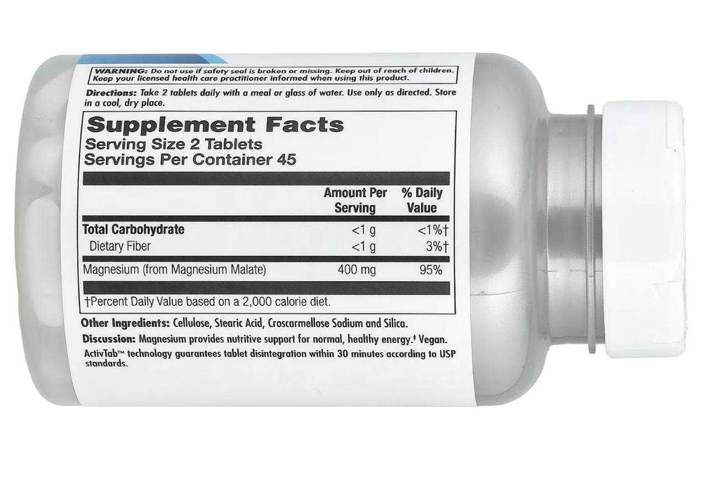 Магний малат магній KAL, малат магнію 90 таблеток (200 мг у таблетці)