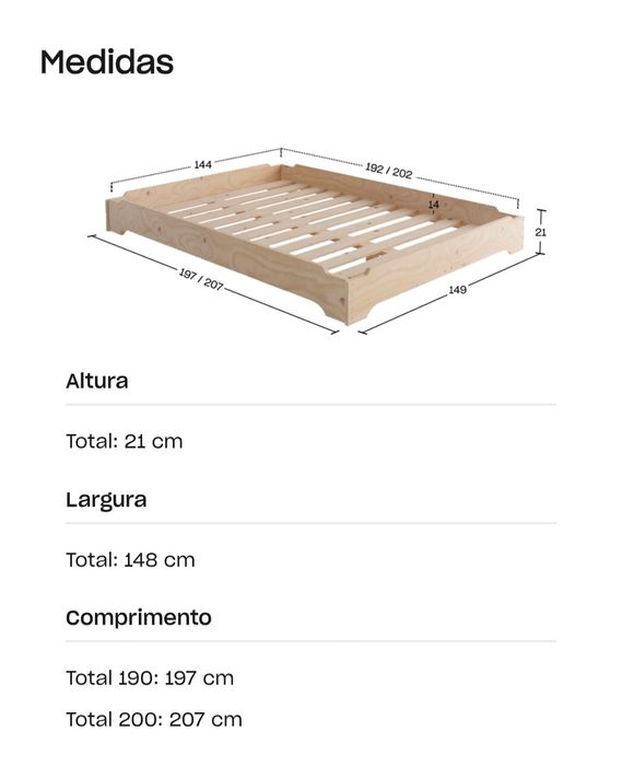 MENDI Cama de Casal de Chão 140x190
cama de casal de chão 140