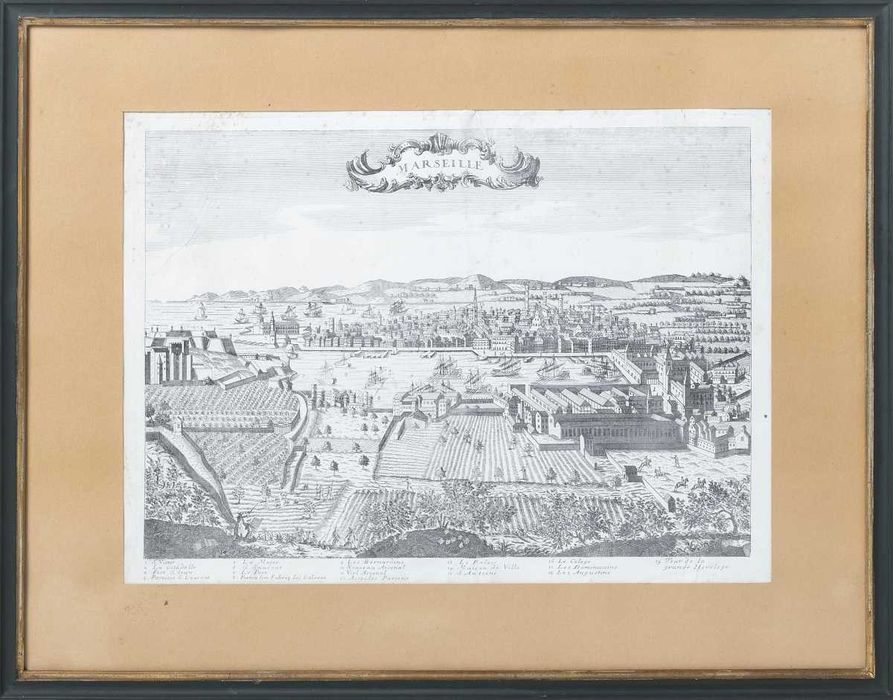 Vista sobre Marselha - Gravura Francesa