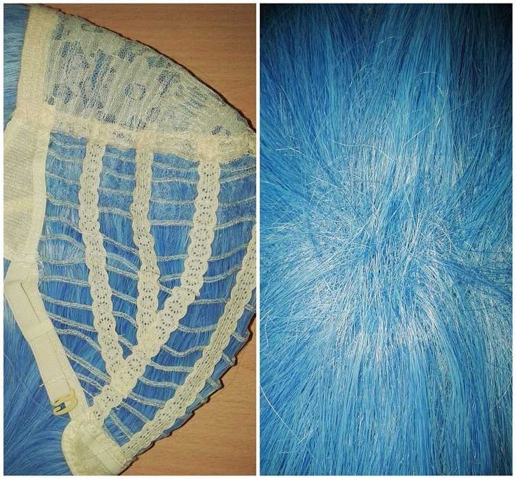 Niebieska błękitna peruka z grzywką cosplay wig Wolf cut Jinx Arcane