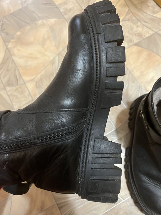 Кожаные зимние челси