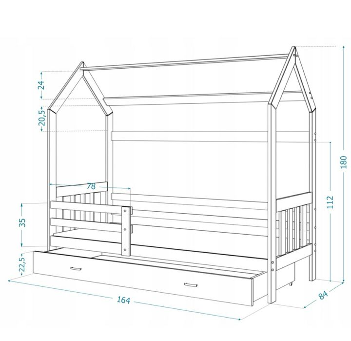 Łóżko domek 80 x160  z materacem
