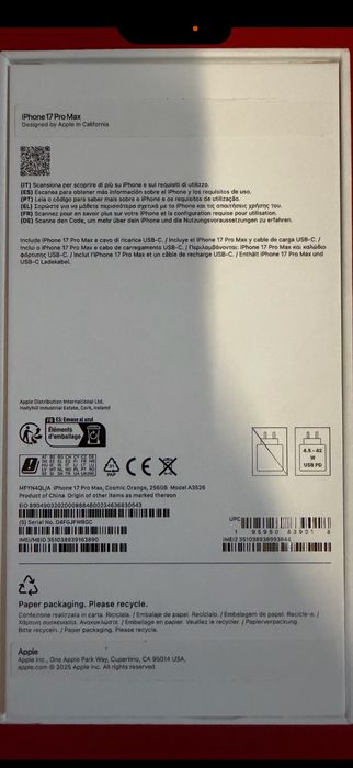 Iphone 17 pro Max 256GB Laranja novo .