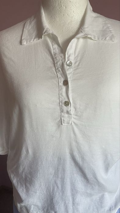 Bluzka teshirt polówka MIHOS letni materiał biała 40/42/44
