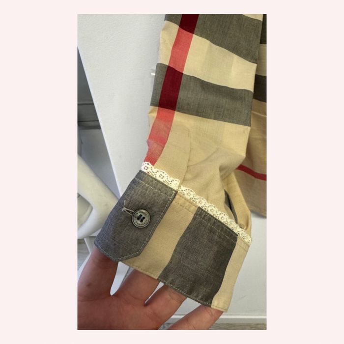 Burberry Check Camisa Algodao com estampa xadrez e renda