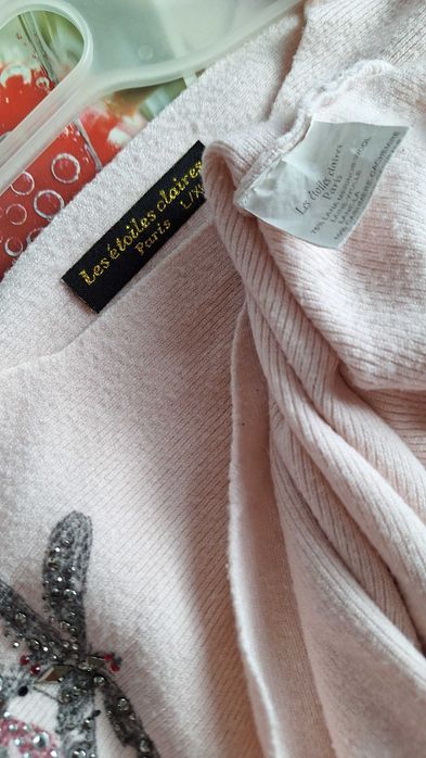 Sweter L/XL wełna merino,kaszmir ,krój nietoperz,ważki,