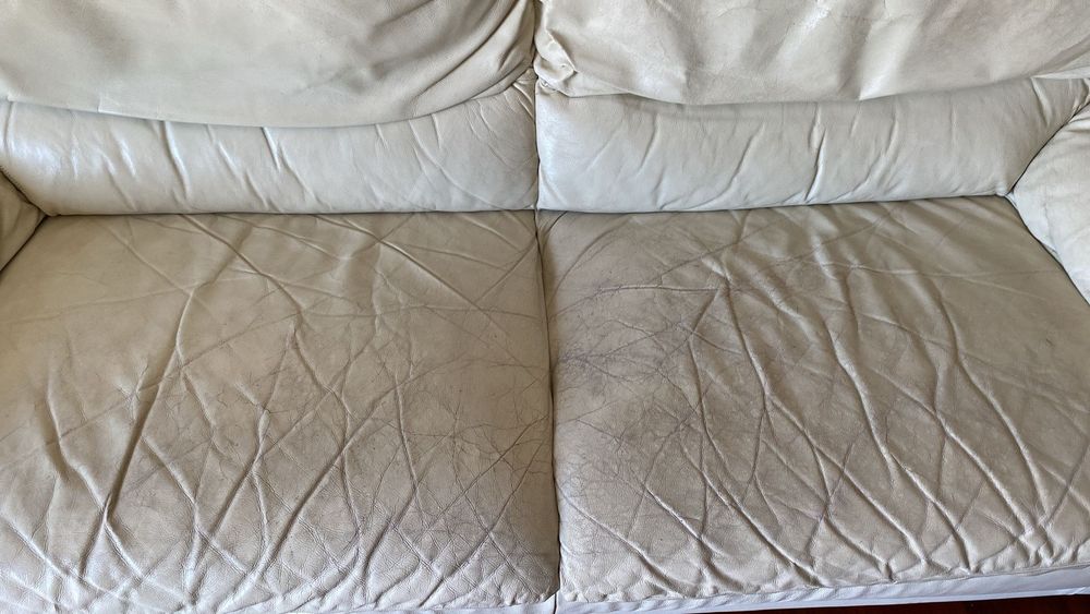 Sofa 3 lugares pele branca Divani & Divani